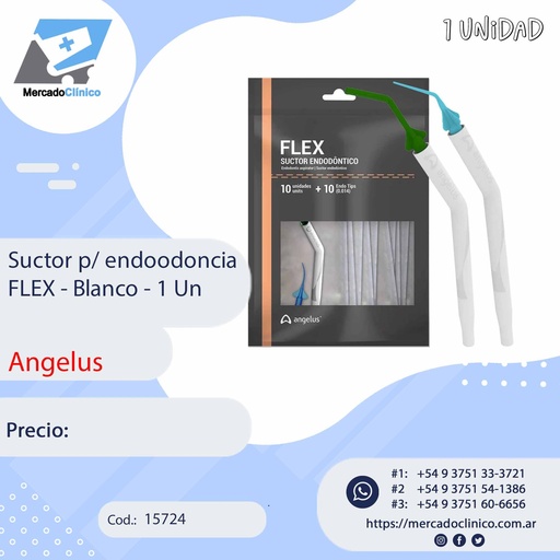 [15724] Suctor p/ endoodoncia FLEX - Blanco - 1 Un - ANGELUS