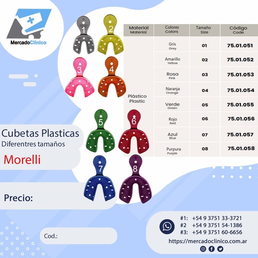 Cubetas Plasticas de flancos altos - Diferentes tamaños - Morelli (# 8)