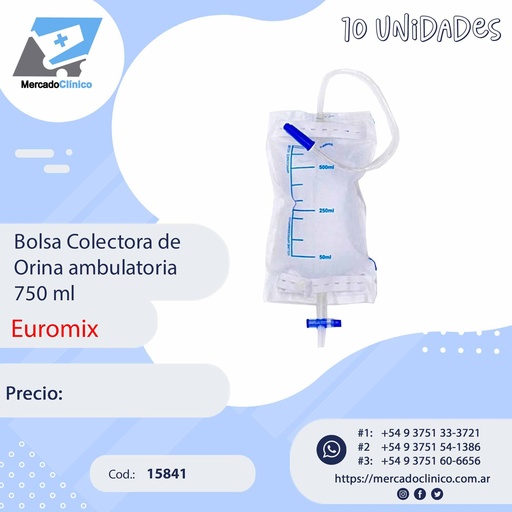 [15841] Bolsa Colectora de Orina ambulatoria - 750 ml - EUROMIX