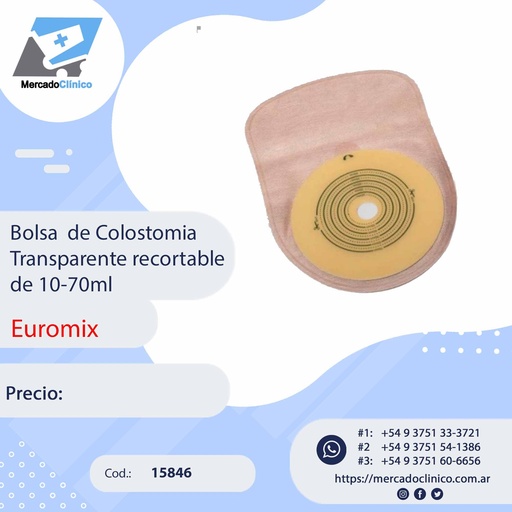 [15846] Bolsa de Colostomia transparente recortable de 10-70mm - EUROMIX