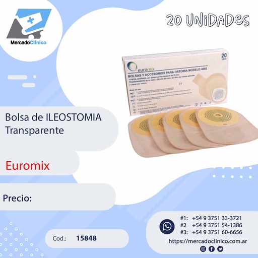 [15848] Bolsa de ILEOSTOMIA Transparente - EUROMIX