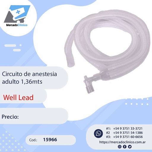 [15966] Circuito de anestesia adulto 1,36mts - WELL LEAL