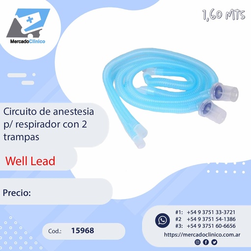 [15968] Circuito de anestesia p/ respirador con 2 trampas - WELL LEAD