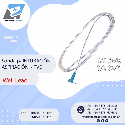 Sonda p/ INTUBACIÓN ASPIRACIÓN - PVC  - WELL LEAD