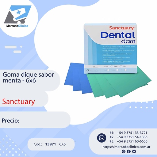 [15971] Goma Dique 6x6 - sabor menta- Sanctuary