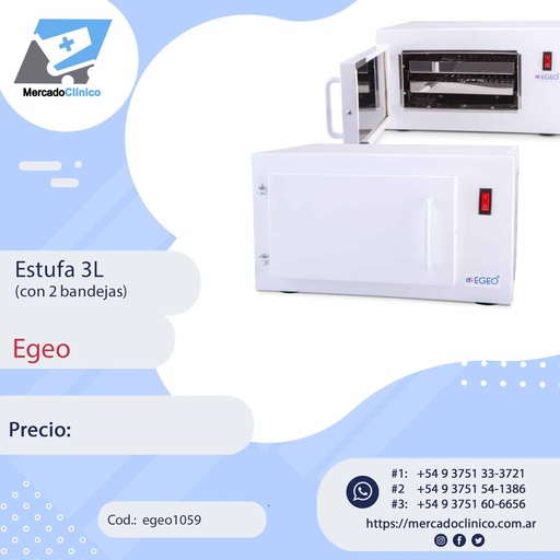 [egeo1059] Estufa 3L - Esterilización por Calor - Egeo