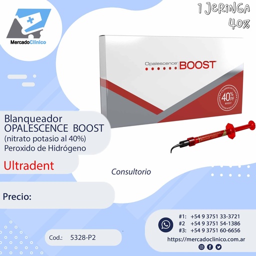 [5328-P2] Blanqueador Opalescence BOOST 40% per.hidr. 1 jeringa - Ultradent