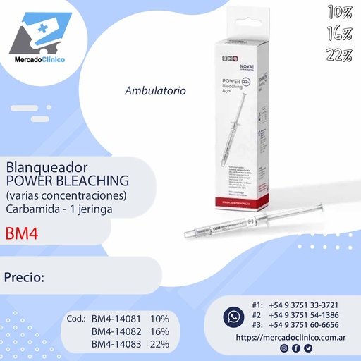 Blanqueador  POWER BLEACHING - Carbamida - 1 jeringa - BM4