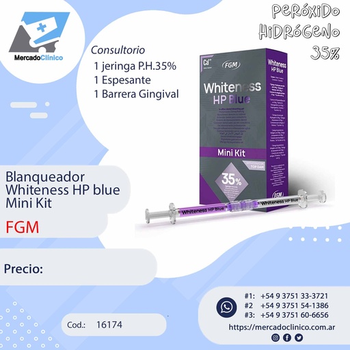 [16174] Blanqueador  Whiteness HP blue - Peróxido Hidrógeno 35% - Mini Kit  - FGM