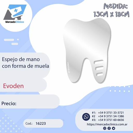 [16223] Espejo de mano con forma de muela - EVODEN