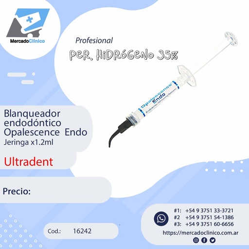 [16242] Blanqueador ENDO Opalescence Jeringa x1.2ml - Per.Hidrógeno 35% - Ultradent