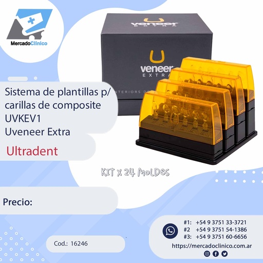 [16246] Sistema de plantillas p/ carillas de composite UVKEV1 - KIT x 24 Moldes Uveneer - ULTRADENT