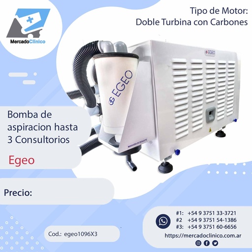 [egeo1696X3] Bomba de aspiracion hasta 3 Consultorios - EGEO